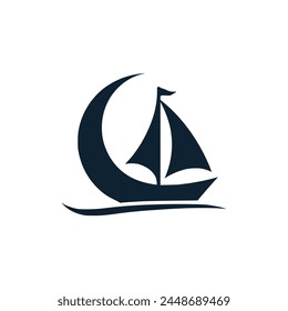 sailing boat logo vector illustration template design