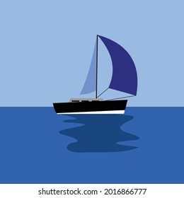 sailing boat in the middle of sea vector design
