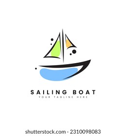 Sailing boat with minimalist colors for shipping logo