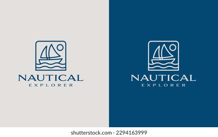 Sailing Boat Monoline Logo Template. Universal creative premium symbol. Vector illustration. Creative Minimal design template. Symbol for Corporate Business Identity