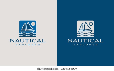 Sailing Boat Monoline Logo Template. Universal creative premium symbol. Vector illustration. Creative Minimal design template. Symbol for Corporate Business Identity