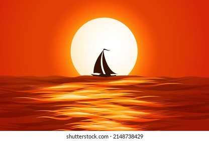 velero en el océano al atardecer