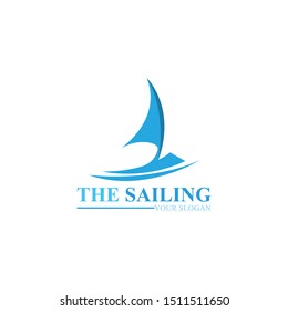 Sailing boat ocean wave logo vector template icon