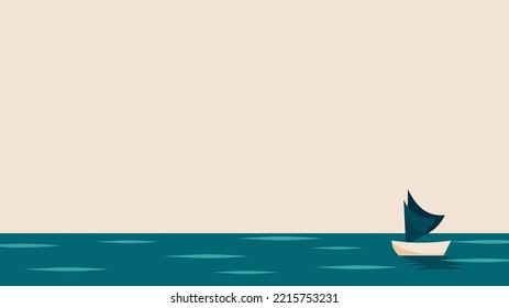 sailing boat on the ocean with blank background for text. template for presentation, banner, landing page, for company and business