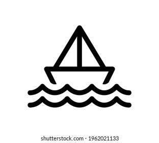 Sailing boat on the sea icon