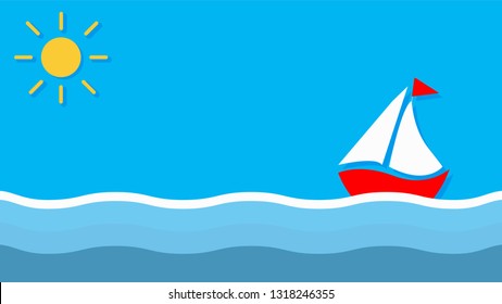 Sailing boat on summer holiday. Concept of summer lifestyle. - vector illustration