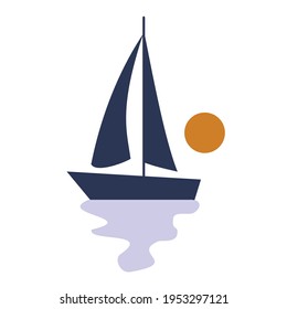 sailing boat on sunset vector design