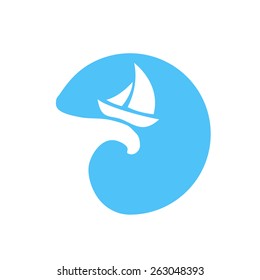 Sailing boat on the water, vector logo