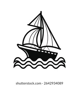 Sailing Boat on Water Waves – Coastal Adventure Art