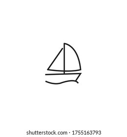 sailing boat on waves, icon vector illustration. 


