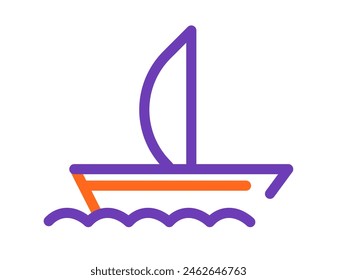 Barco de vela en las olas Vector Gráfico