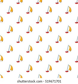 Sailing boat pattern. Cartoon illustration of sailing boat vector pattern for web