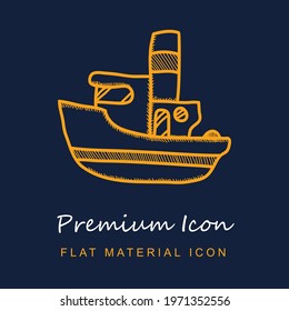 Sailing Boat premium material ui ux isolated vector icon in navy blue and orange colors
