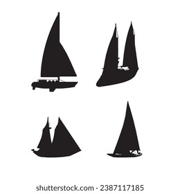 Sailing boat sailboat symbol logo and sailboats silhouettes, boat silhouette set, boat silhouette