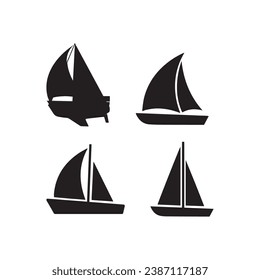 Sailing boat sailboat symbol logo and sailboats silhouettes, boat silhouette set, boat silhouette