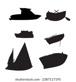 Sailing boat sailboat symbol logo and sailboats silhouettes, boat silhouette set, boat silhouette