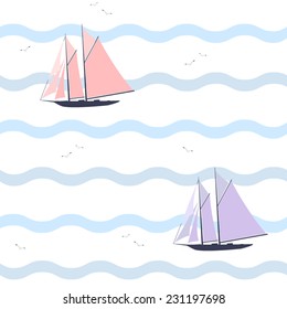 Sailing boat in the sea.