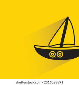 sailing boat with shadow on yellow background