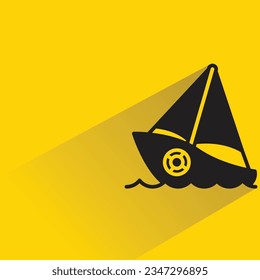 barco de vela con sombra sobre fondo amarillo