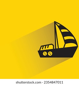 sailing boat with shadow on yellow background