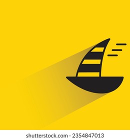 sailing boat with shadow on yellow background