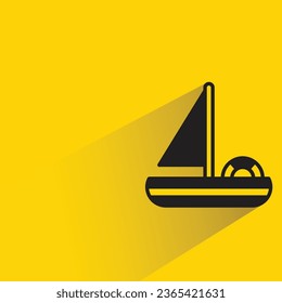 sailing boat with shadow on yellow background