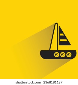 sailing boat with shadow on yellow background