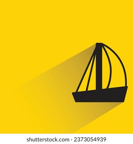 sailing boat with shadow on yellow background