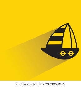 sailing boat with shadow on yellow background