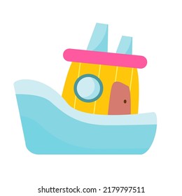 Sailing boat. Ship Children and kids toy. Vector clip art
