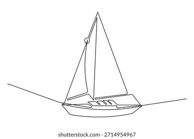 Vela barco navio linha contínua desenho isolado elemento de viagem