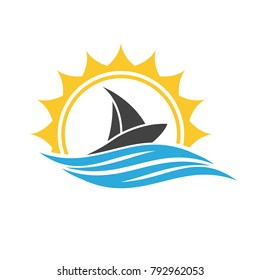 Sailing Boat. Sailing Ship Logo. Ship Logo Icon. Yacht Logo.
