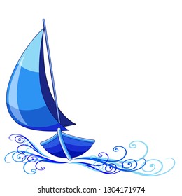 Sailing Boat Ship Logo Stylized Abstract Design Vector