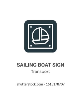 Sailing boat sign glyph icon vector on white background. Flat vector sailing boat sign icon symbol sign from modern transport collection for mobile concept and web apps design.