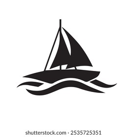 Sailing boat silhouette logo design