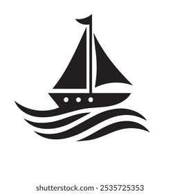 Sailing boat silhouette logo design