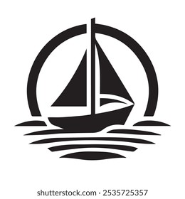 Sailing boat silhouette logo design