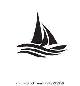 Sailing boat silhouette logo design