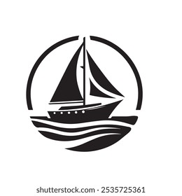 Sailing boat silhouette logo design