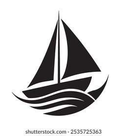 Sailing boat silhouette logo design