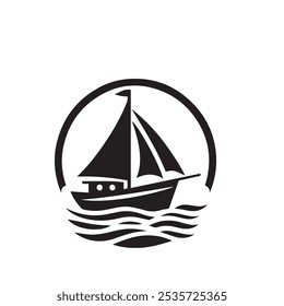 Sailing boat silhouette logo design