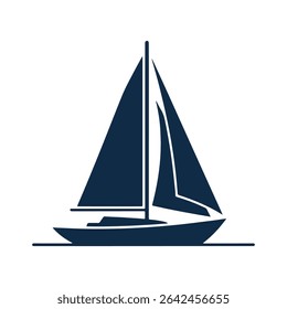 Logotipo de silhueta de barco à vela - Design de vetor náutico