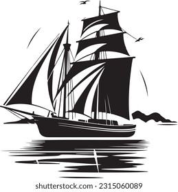 Sailing Boat Silhouette - Sailing Ship