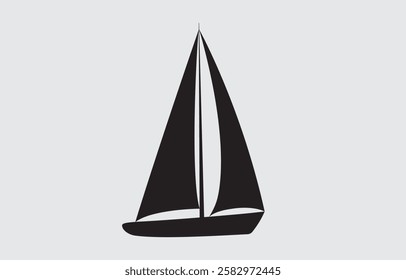 Sailing boat silhouette vector art Illustration isolated on white background