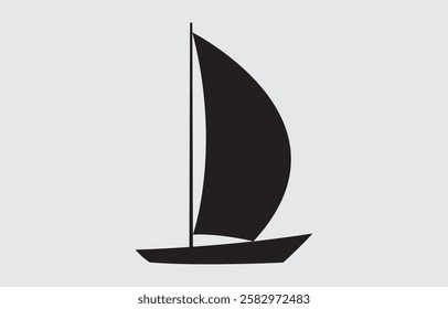 Sailing boat silhouette vector art Illustration isolated on white background