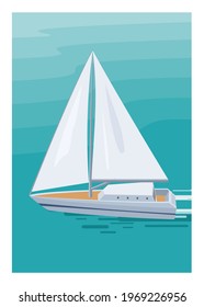 Sailing boat. Simple flat illustration