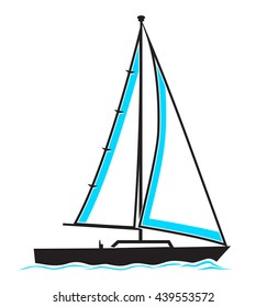 Sailing boat simple illustration with white sail