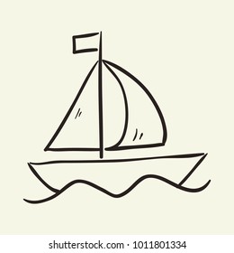Sailing  boat sketch decorative element isolated vector illustration