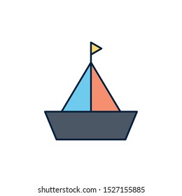 sailing boat summer icon line and fill illustration