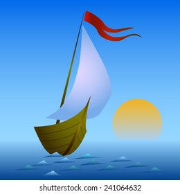 sailing boat at sunset
